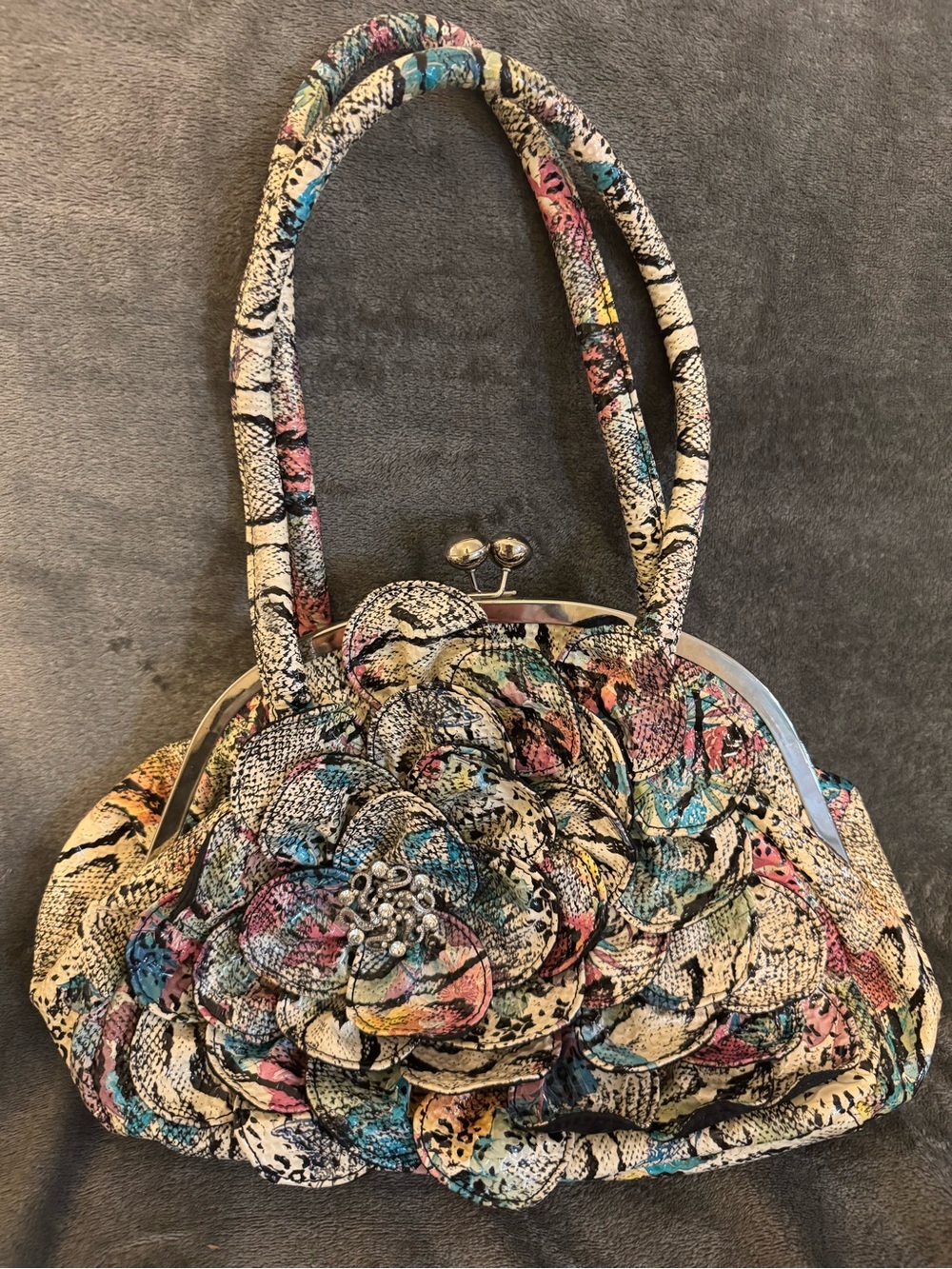 Floral Multicolor Snap-Top Handbag